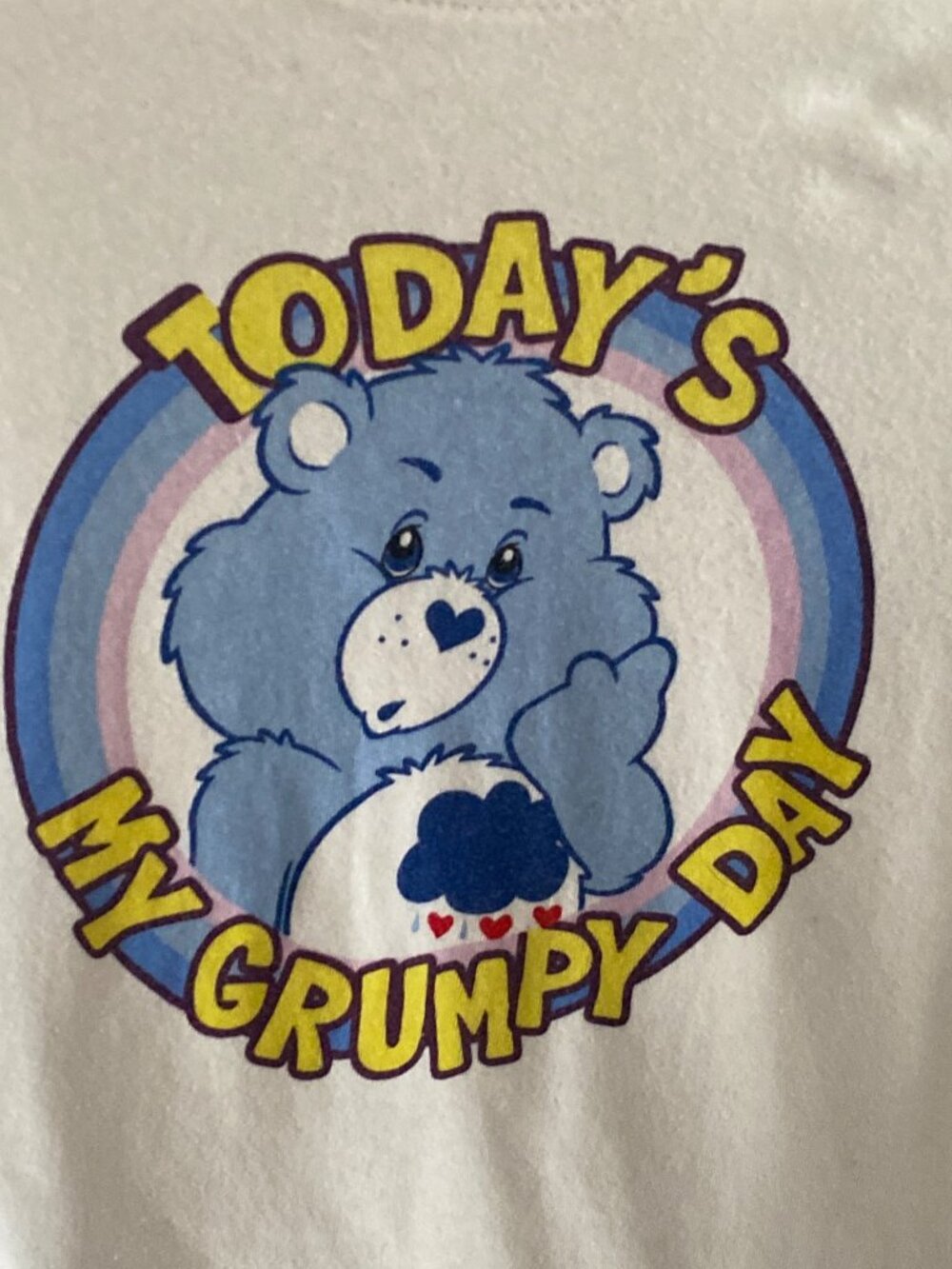 Care Bears 2008 Today’s My Grumpy Day Girls Long Sleeve White Shirt Medium M